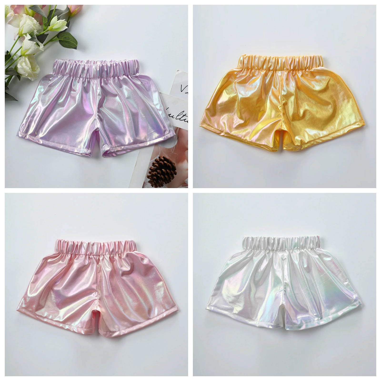 Children's Short Pants Streetwear Jazz Dance Costume Fashion Shorts Kids Girls Metallic Shorts Disco Costume Teen Sparkly Shorts