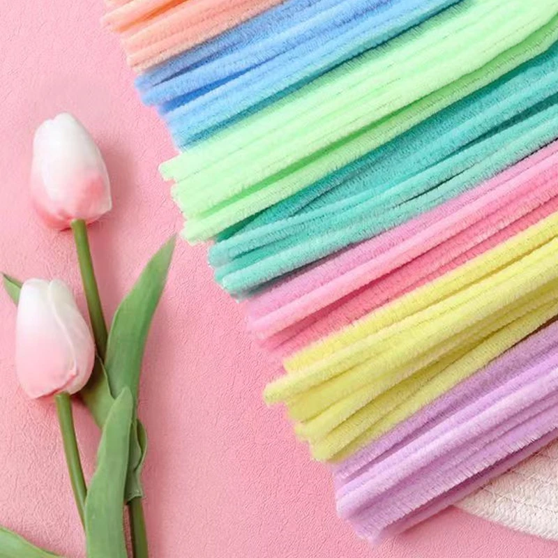 200pcs/Lot Handmade Colored Wool Root Top Twisting Bar Fluffy Iron Wire Creative Plush DIY Play Baby Children Gift Decorations