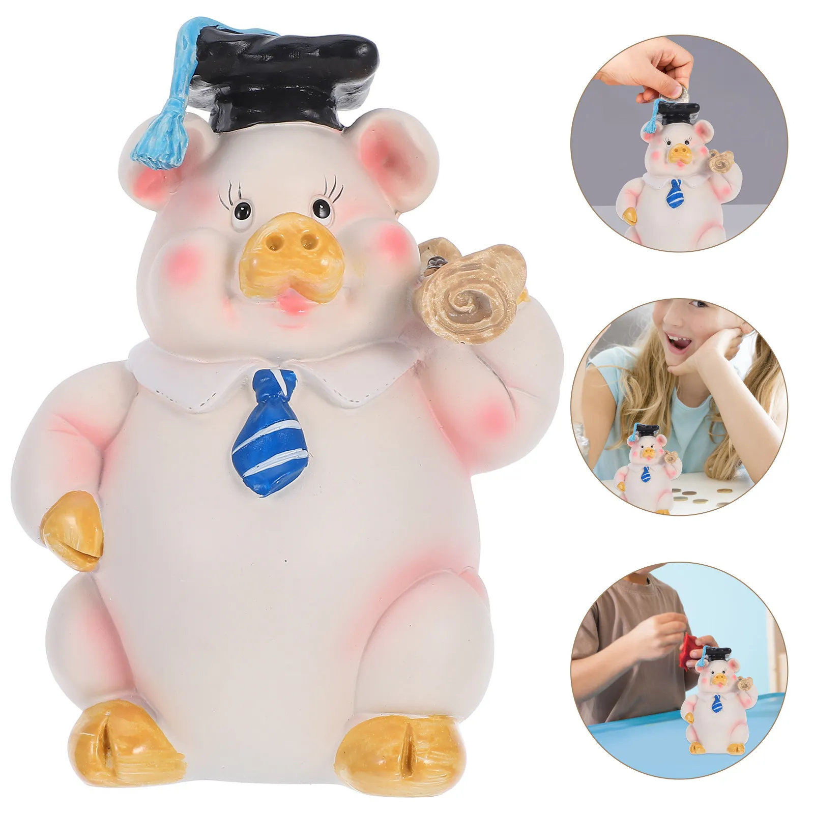 Cute Piggy Bank Resin Pig Shaped Coin Money Bank Savings Birthday Party Favors Desktop Ornament Cash Saving Pot
