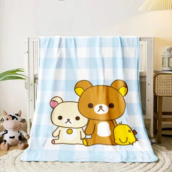 Rilakkuma 귀여운 담요, 따뜻하게 유지할 수 있는 생일 선물, 슈퍼 귀여운 얇은 담요, 휴대용 안티 필링 피크닉