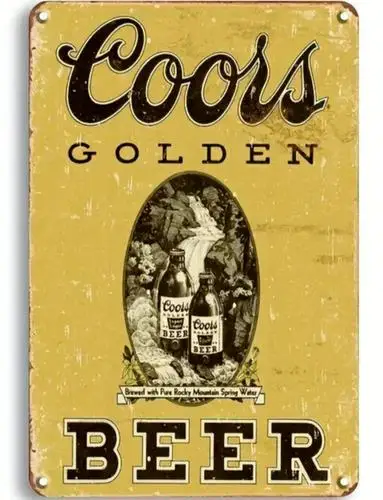 Letrero metálico vintage de Coors Golden Beer; Arte de pared