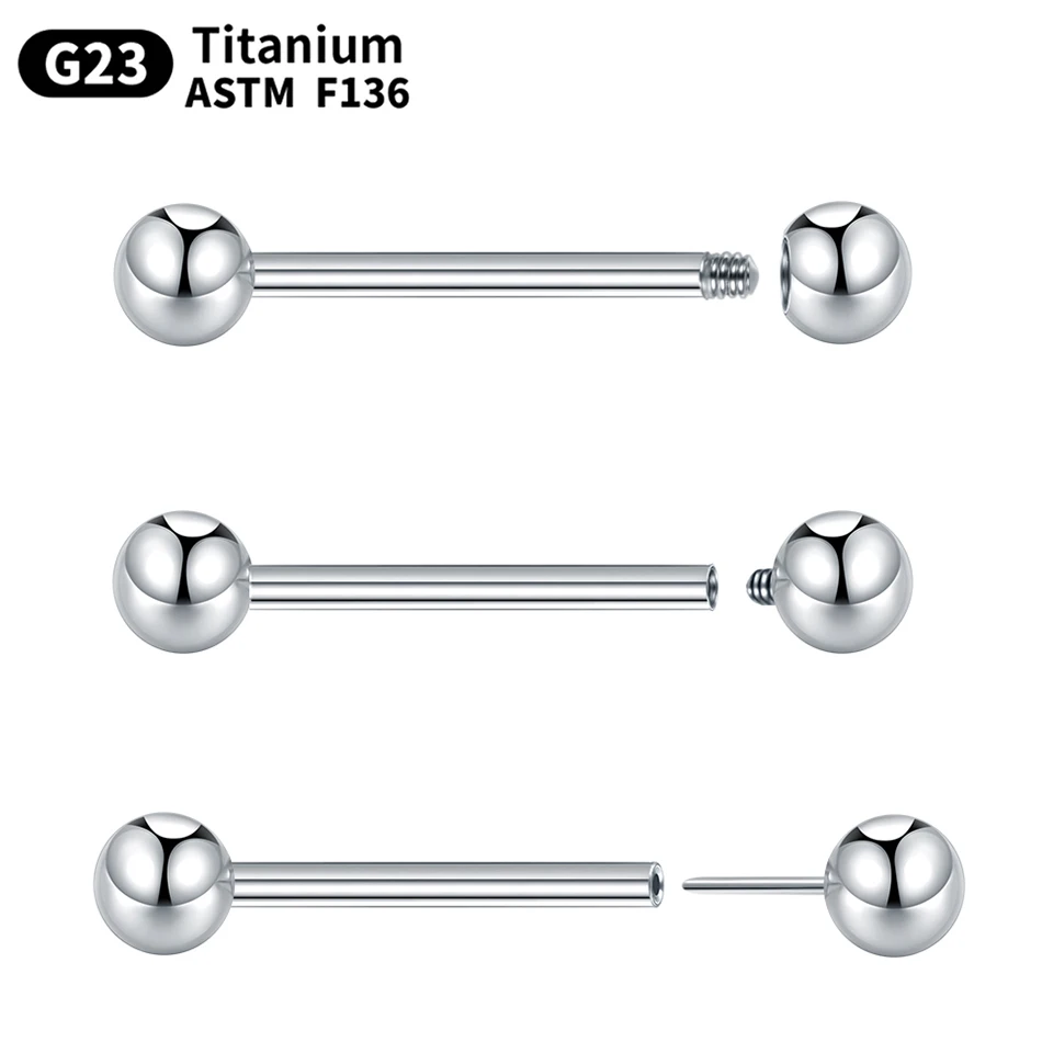 1PC G23 Titanium Nipple Piercing Tongue Ring Industrial Barbells Long Ear Tragus Helix Piercing Sexy Women Men Body Jewelry