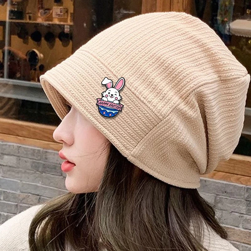 Creative Rabbit Easter Cartoon Brooch Cute Bunny Egg Pin Holiday Party Gift Badge DIY Clothing Bags Hat Scarf T-shirt Accessory