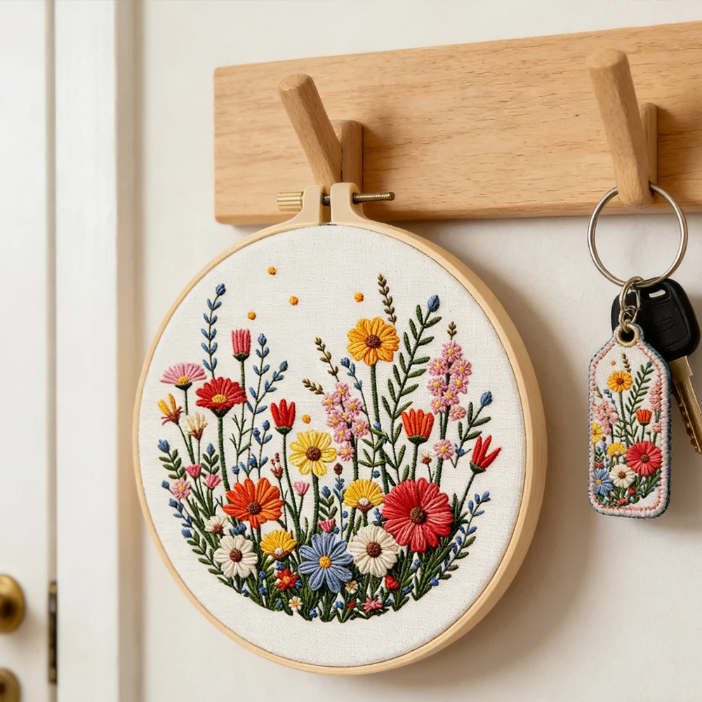 1pc Stickerei Daisy Blume Kreuz Stich Kits Floral Handmade Mit Hoop Nähen Nadel Wand Dekoration Diy Geschenk Hobby Kreative – Detail 6