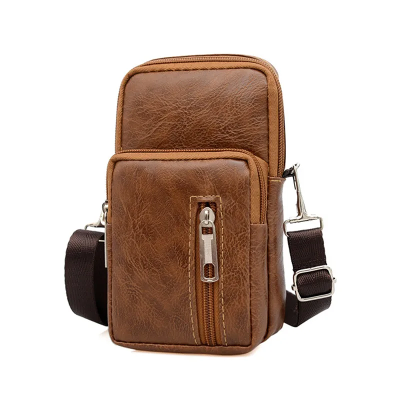 Sacs de taille en cuir PU pour hommes, sacs de téléphone en poudre, sac à main pour hommes, petit sac de poitrine, sac de ceinture initié, sacs à bandoulière tendance, sac à main