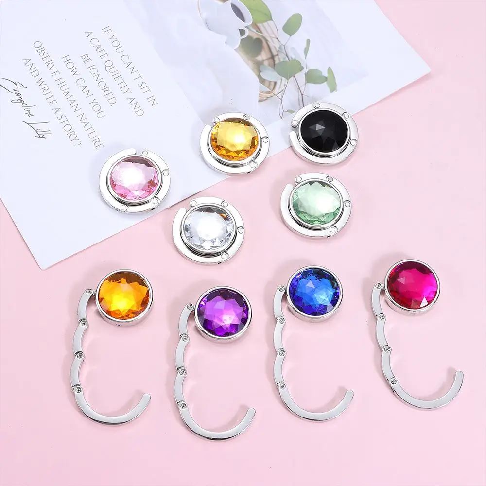 Diamond Alloy Desk Hooks Folding Table Clasp Purse Hook Hanging Buckle Handbag Hanger Bag Holder