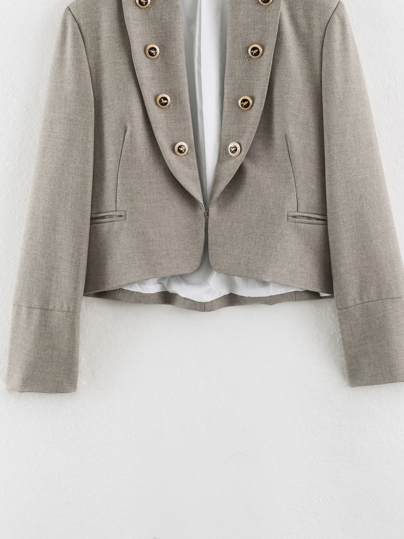 ZERAINS 2026 Autumn New Product Women's Back hem slit long sleeved lapel button decoration slim fit suit jacket