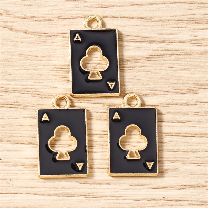 10 Stück 11 x 18 mm niedliche Emaille-Hohl-Poker-Karten-Charms-Anhänger für Schmuckherstellung, Halsketten, Ohrringe, Armbänder, DIY-Bastelbedarf – Detail 9