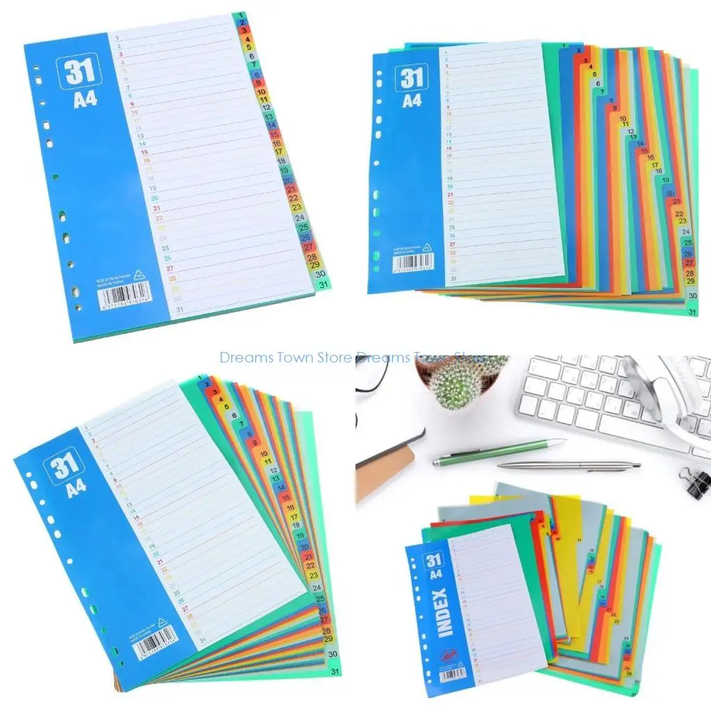 

HX6A 31 Sheets A 4 File Dividers Binder Dividers Subject Dividers for Office Worhers