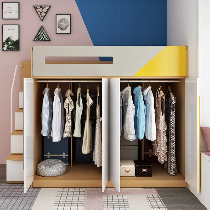 Multifunctional cloakroom High and low small apartment wardrobe Bed and bed cabinet integrated space saving