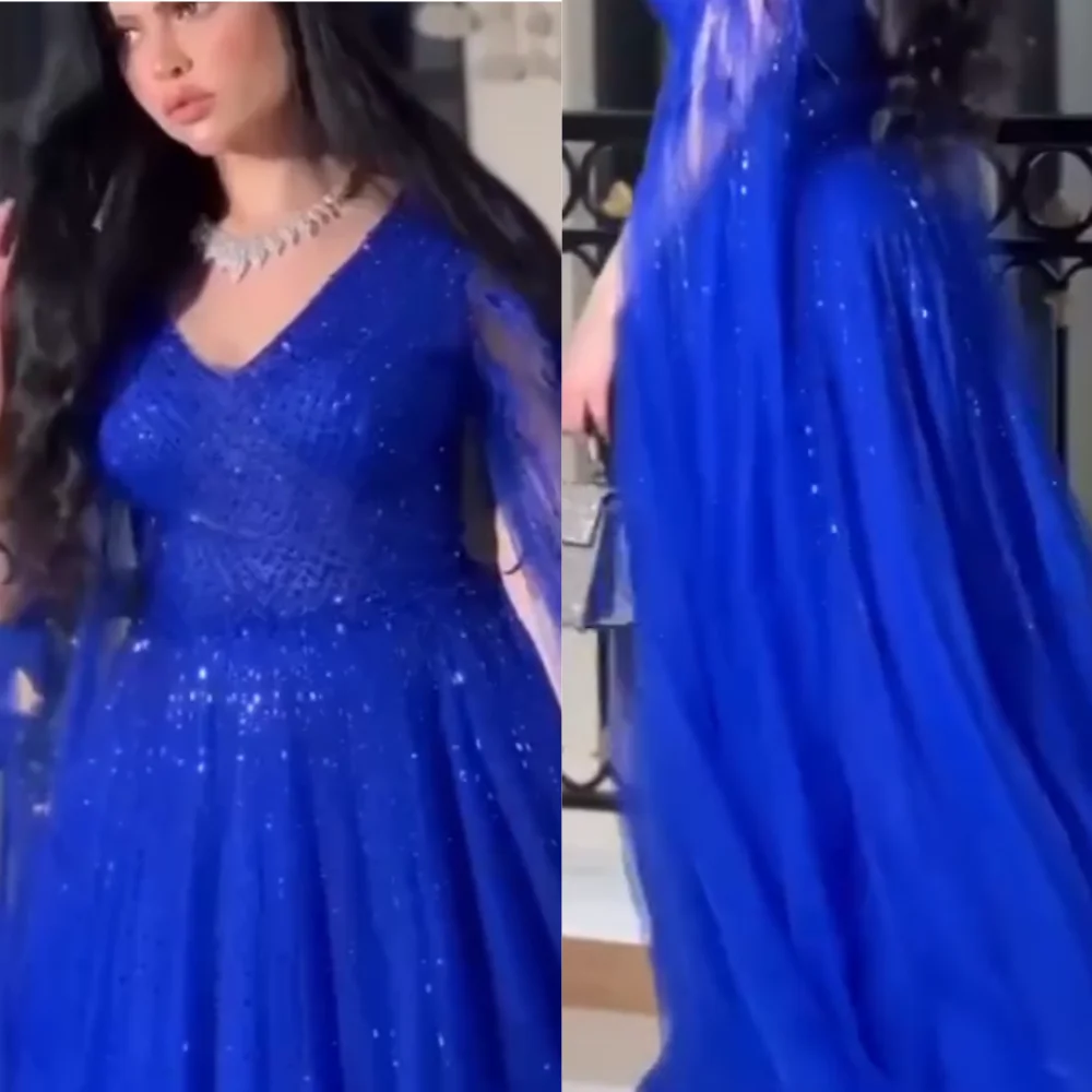 Vestido de noche drapeado de plumas de tul de Arabia Saudita, vestido de baile para el Día de San Valentín, cuello en V, vestidos largos para ocasiones a medida