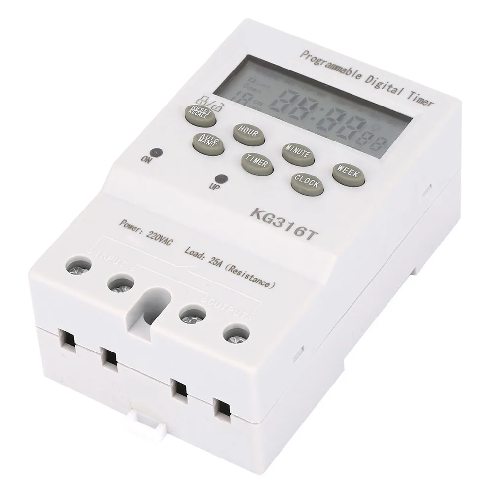 KG316T AC220V Timer Switch Automatic Digital Display Digital Programmable Timer Time Control 1 Minute to 168 Hours