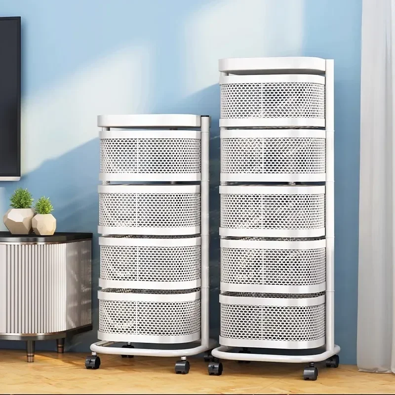 Kitchen Rotatable Fruit and Vegetable Shelf with Wheels Multi Layer Kitchen Rack for Fruits and Snacks Organizers with