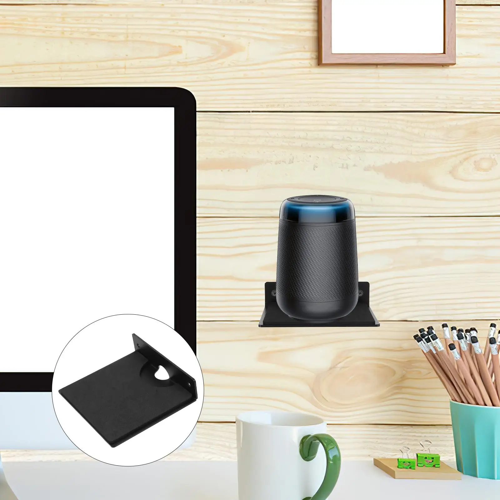 Speaker Wall Mount Holder Universal Bracket for Home Bedroom Living Room Study Soft Felt Pad Acrylic Material Saves Space Fits