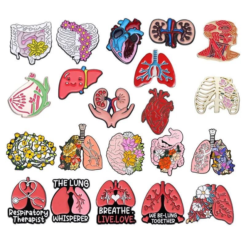 Organ Brooch Heart Viscera Student Teaching Medical Tool Metal Badge Wholesale Backpack Accessories Lapel Pins for Clothes Pin