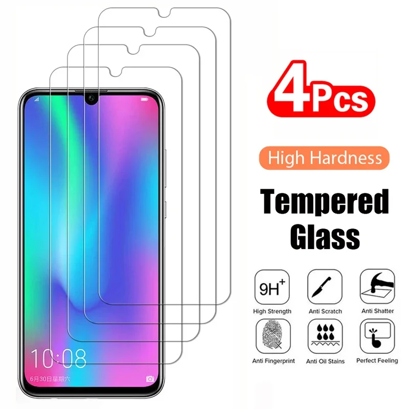 4 pçs vidro temperado para huawei honor 20 pro 10i 10 lite 9 9i 9S 9c 9x lite 8 8x 8c 6x 7c 6a filme protetor de tela vidro do telefone