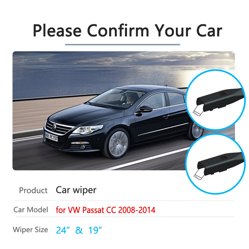 Car Wiper Blades for Volkswagen VW Passat CC 2009 2010 2011 2012 2013 2014 Windscreen Windshield Brushes Washer Car Accessories