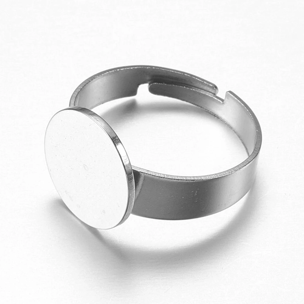 10個のステンレススチールリング、調節可能なリング、平らなベ - Ring Set Adjustable のレビューと価格