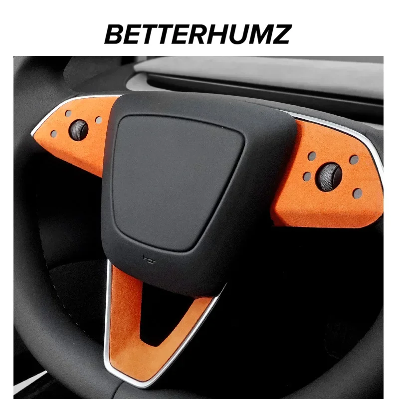 For Tesla Model 3 Highland 2024 Steering Wheel Button Panel Trim Stickers Made of Alcantara Protective Car Interior Accessories