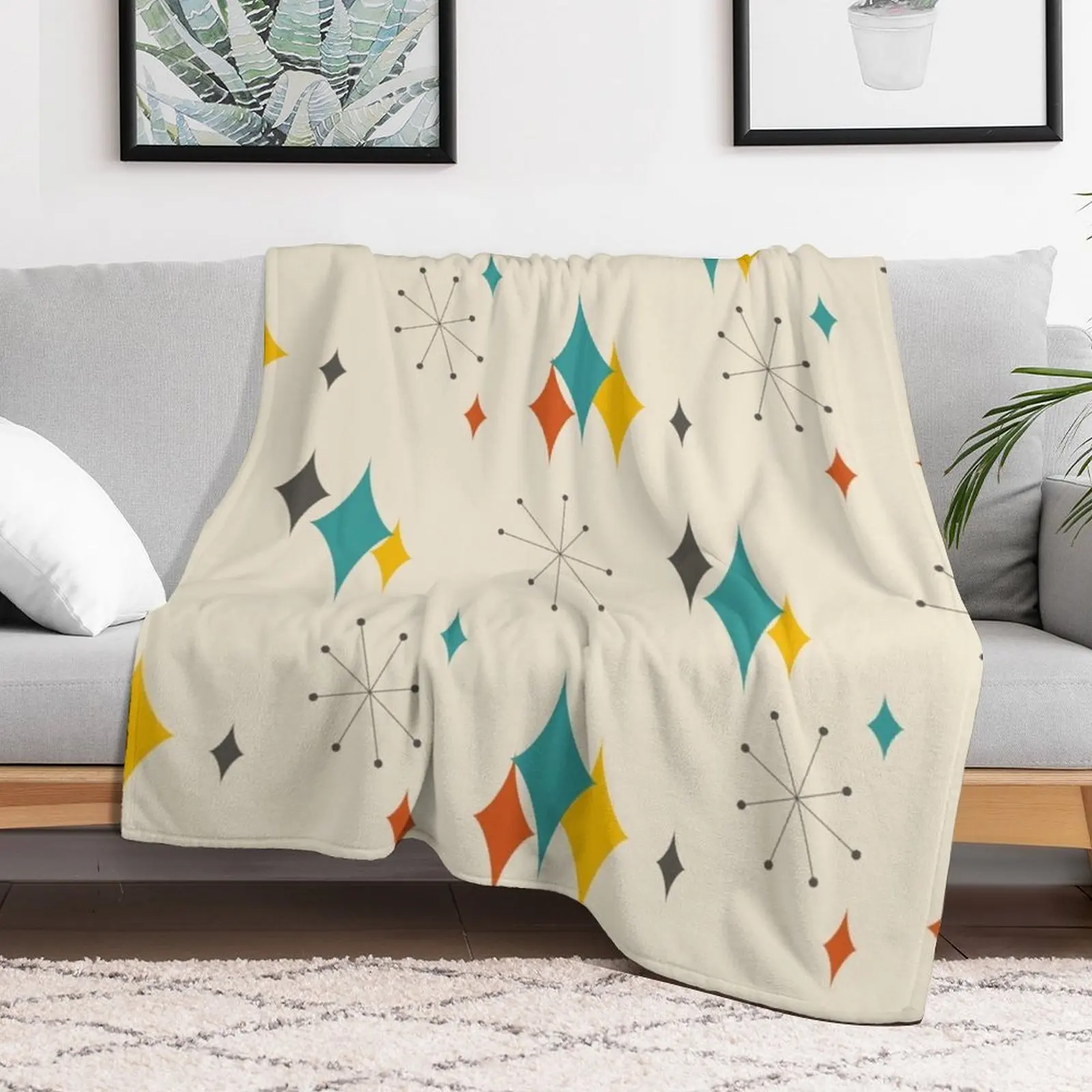 Mid Century Modern Stardust Pattern Throw Blanket warm for winter sofa bed Cute Blankets