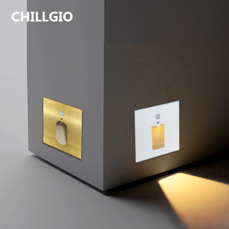 

CHILLGIO Interior Sensor Staircase Lamps Nordic Night Corner Floor Led Home Footlight Aluminum Indoor Ressesed Stairs Wall Light