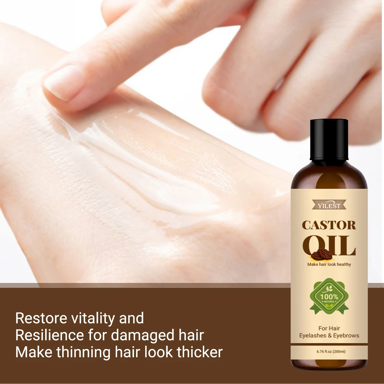 زيت الخروع النقي 100% 200 مل - لنمو الشعر والرموش والحواجب وعلاج الترطيب لتقوية وإصلاح الأطراف المتقصفة #2