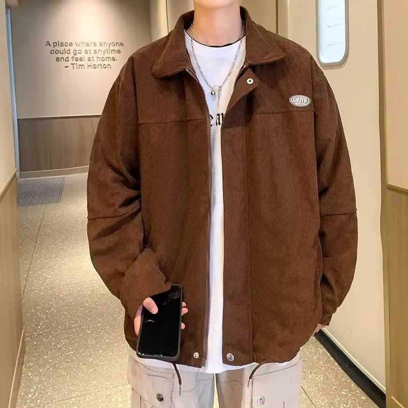 

Autumn Winter Large Size Men's Corduroy Jaet Retro Workwear Sle Long Sve irt Youth Trendy Outerwear Casual Faion
