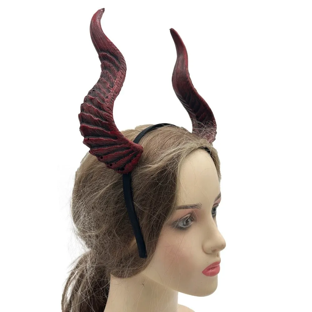 Cool Ox Horn Halloween Horns Headband PU Halloween Headwear Cosplay Hairband Dark Series Halloween Hair Hoop Girl 4