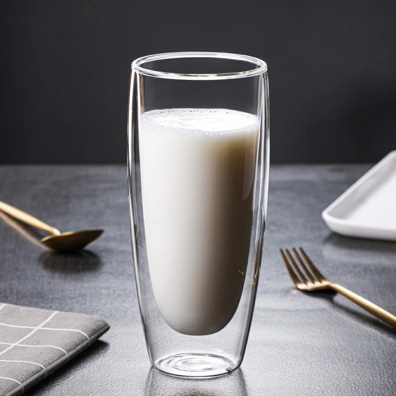 二重壁ガラスカップ,650ml,透明,亜鉛,お茶,コーヒー,ミルクジュース,健康的,二重層,手作り