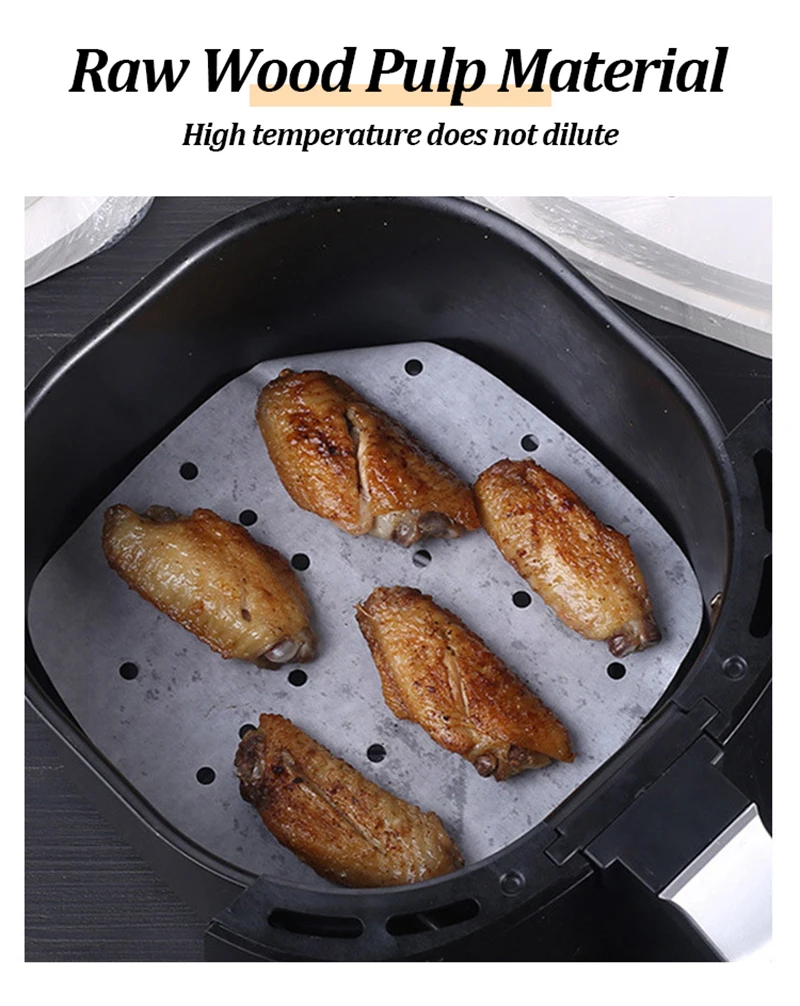 50 stücke Bambus Dampfer Papiere Einweg Antihaft-Dampfer Matte Öl Papier Luft Friteuse Ofen Küche Pan Pad Airfryer bakpapier – Detail 9