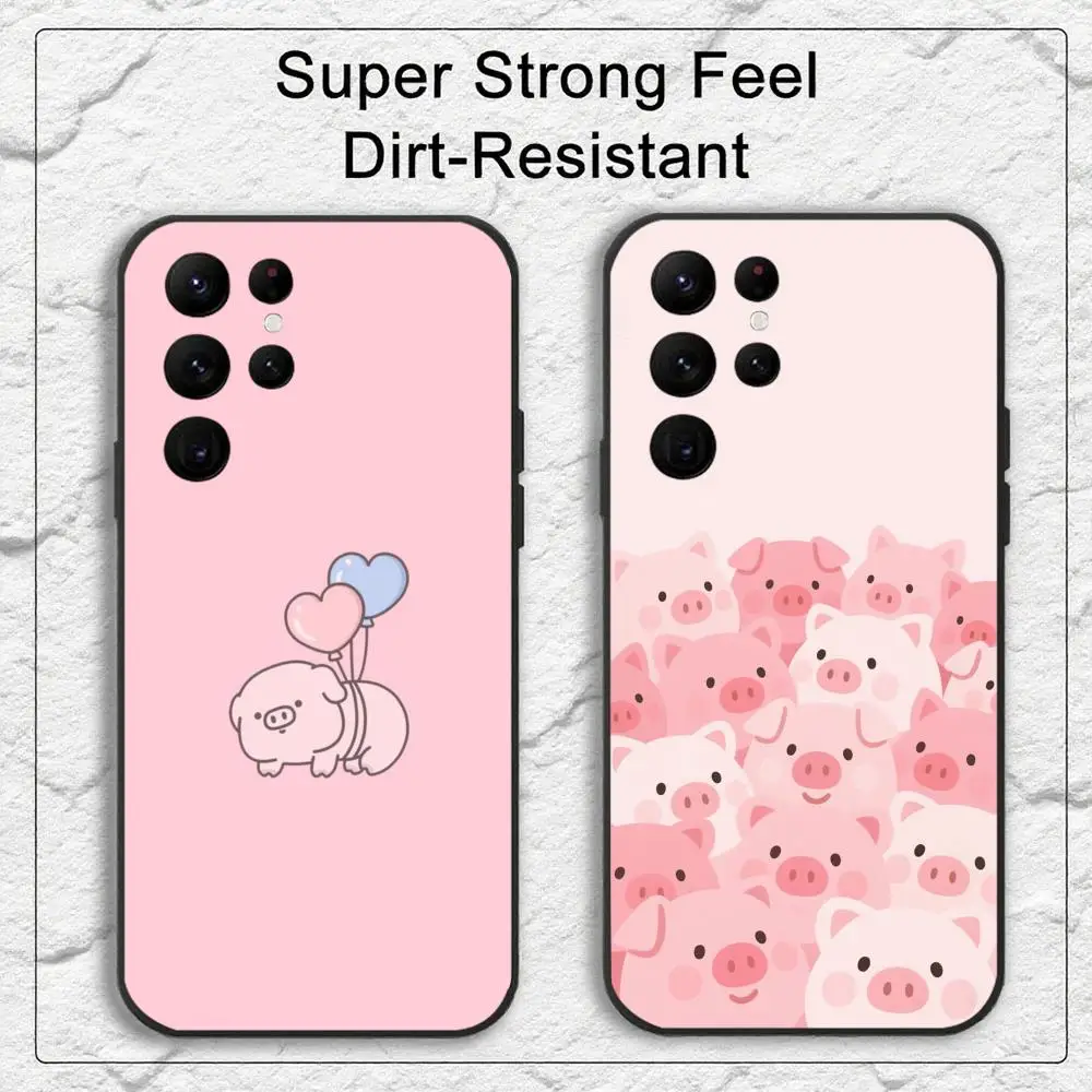 Pig Cute Phone Case For Samsung S Series S20 S21 S22 S23 S24 FE Plus Ultra TPU Soft To Skin-friendly Case