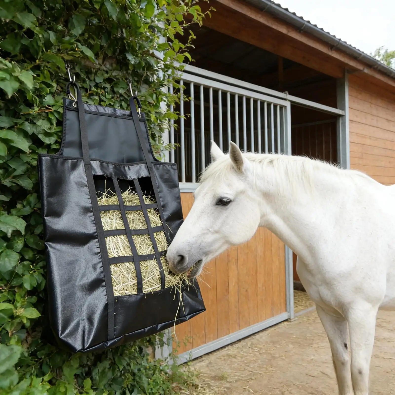 Horse Hay Bag Tear-Resistant Bite-Proof Strong Load-Bearing Slow Feed Horses Hay Bag For Cows Sheep Stalls Fences Trailers