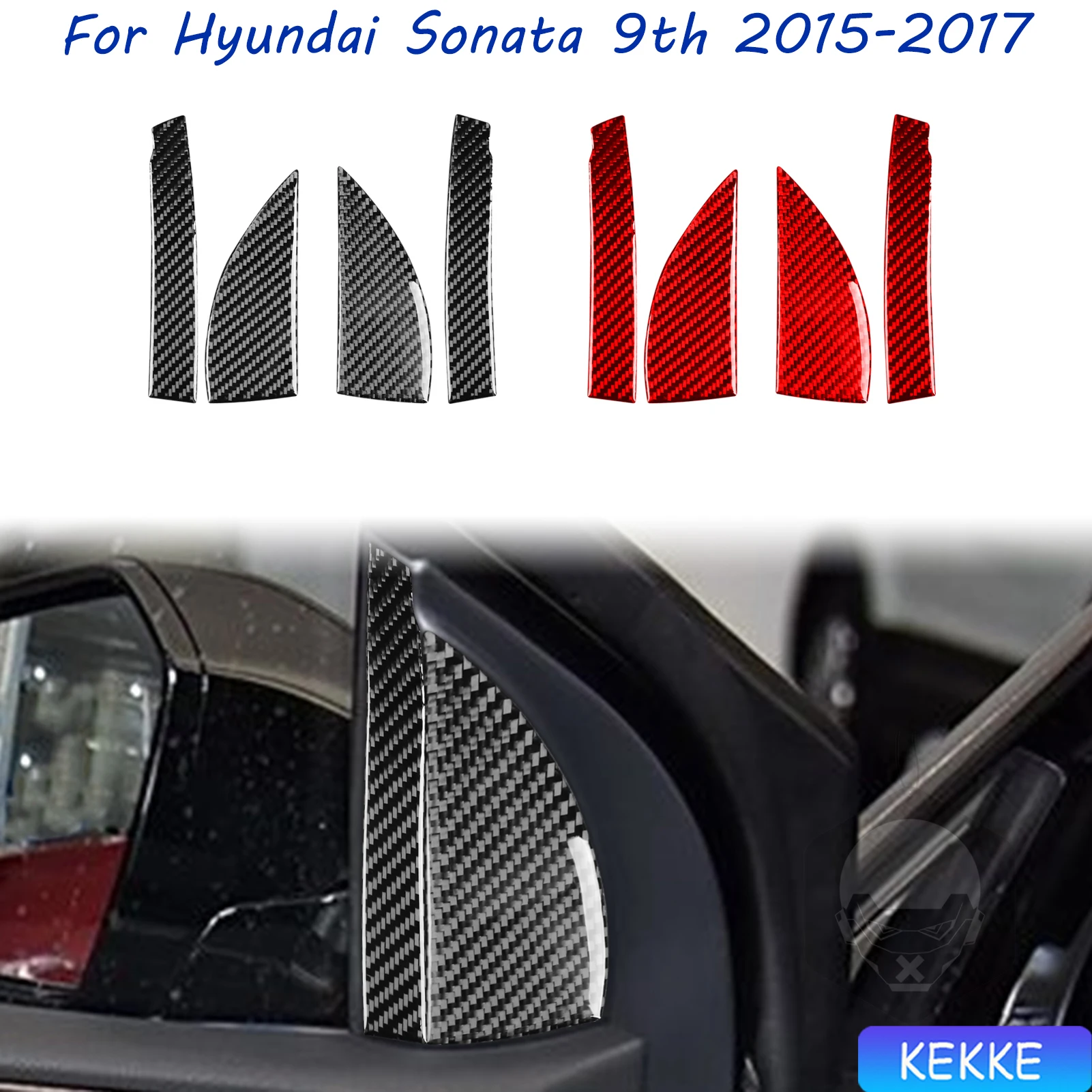 

For Hyundai Sonata 9 2015 2016 2017 Inner A-pillar Trim Real Carbon Fiber Sticker Car Interior Accessories