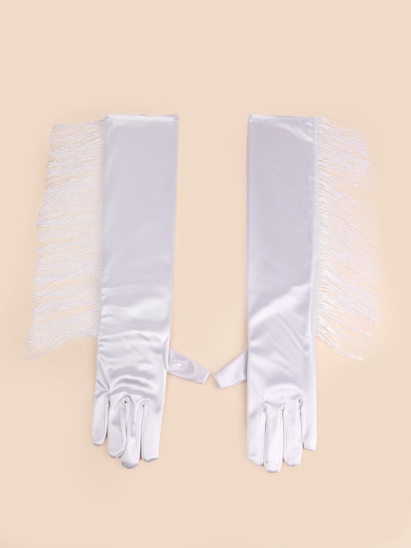 قفازات طويلة قابلة للتمدد، ملابس رقص كلاسيكية من الساتان بخمسة أصابع، إكسسوار زفاف ​ ​