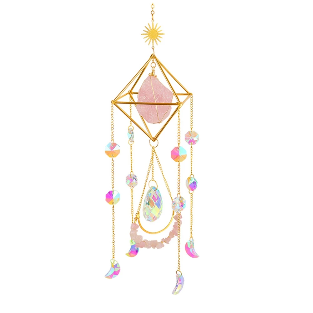 Crystal Wind Chime Sun Prisms Glass Chandelier Pendant Hanging Drop for Outdoor Indoor Garden Wind