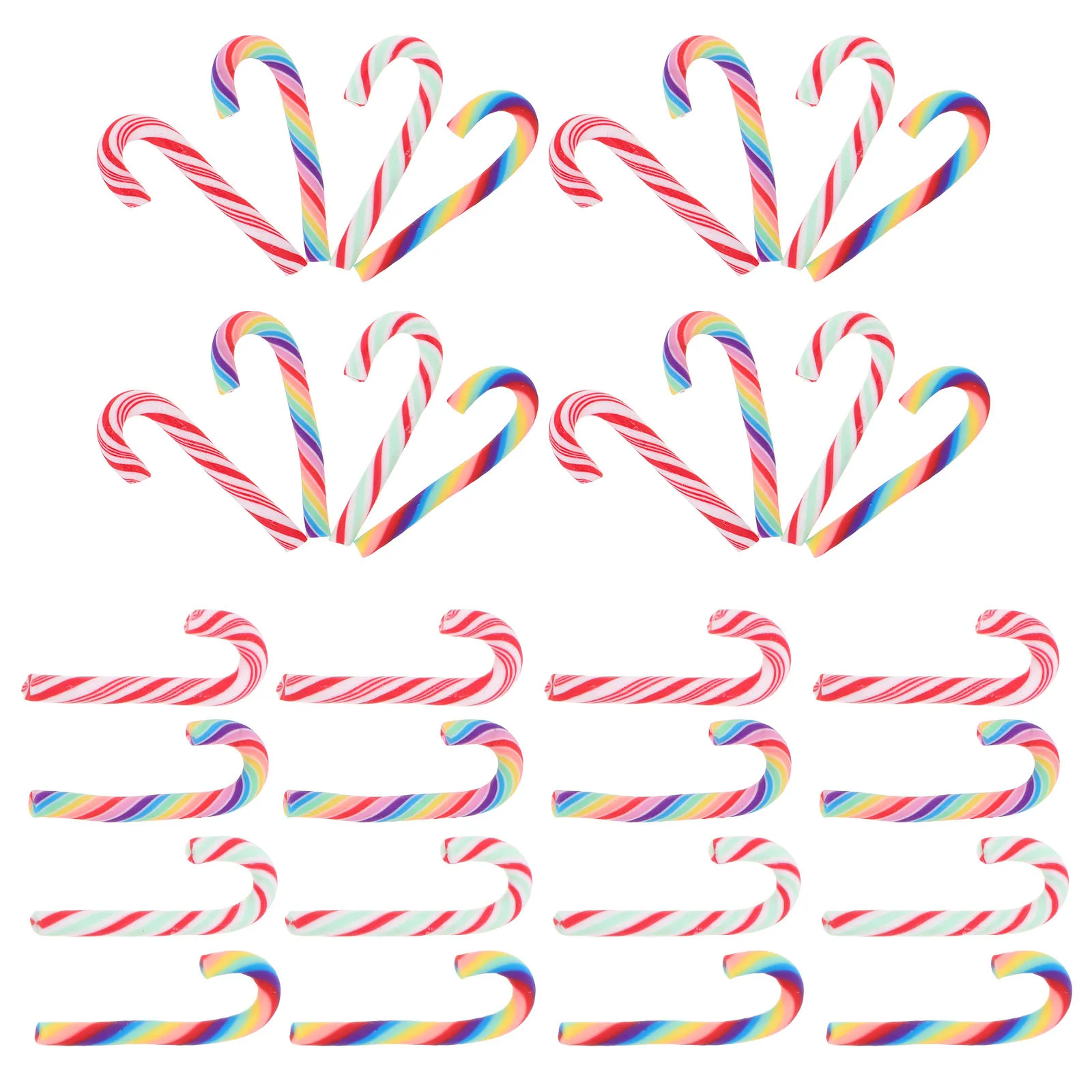 

80pcs Faux Candy Canes: Realistic Polymer Clay Mini Candy Canes For Christmas Diy Decor Small Xmas Ornaments Charms Phone Case