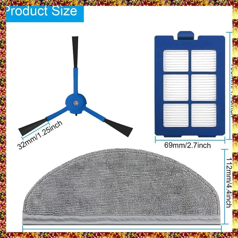 1 مجموعة استبدال أجزاء ل Eufy Robovac X8 الهجين جهاز آلي لتنظيف الأتربة مرشحات HEPA الجانب فرشاة ممسحة القماش استبدال أجزاء