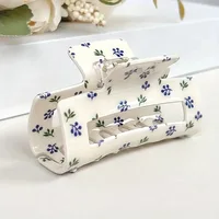 1pc New Sweet Square Floral Print Claw Clip for Spring and Summer Shark Clip Retro Floral Hair Clip Head - Image 3