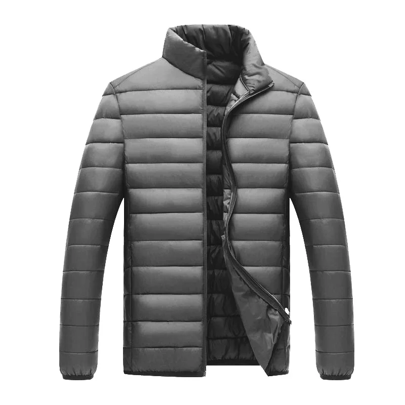 Chaquetas acolchadas ligeras con cuello levantado para hombre, chaqueta acolchada resistente al agua, rompevientos cálido con aislamiento, Parka