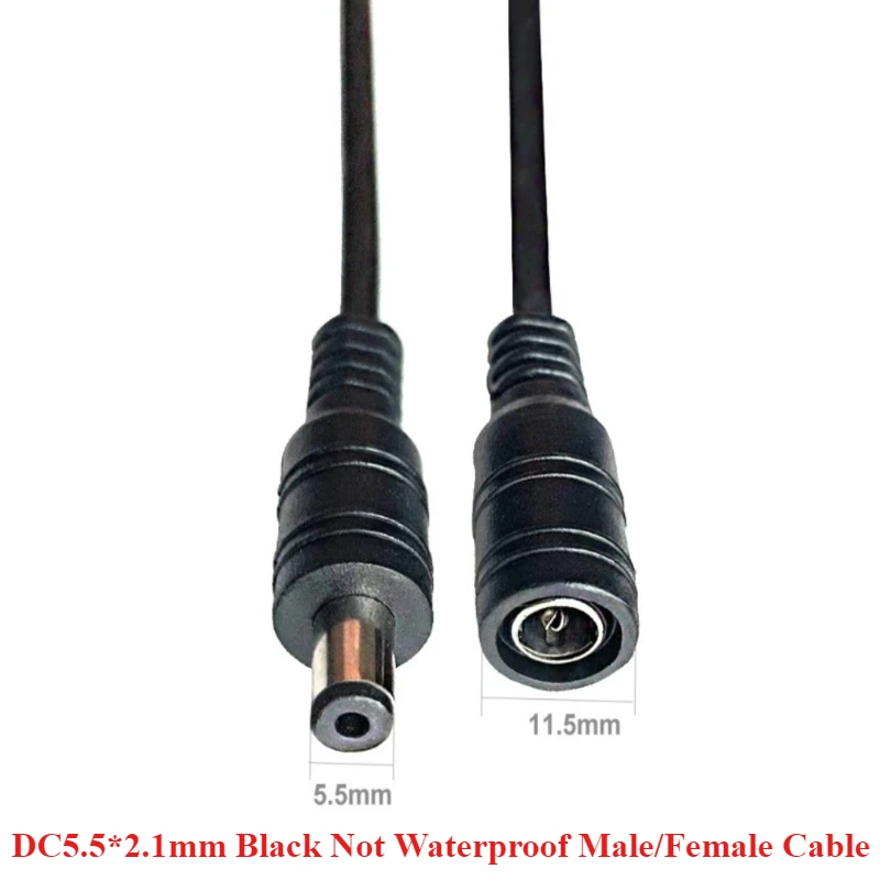 5.5*2.1mm Plug Waterproof LED Connector IP68 DC Male Female 2Pin 15cm Black Transparent Cable for CCTV 3528 5050 LED Strip Light