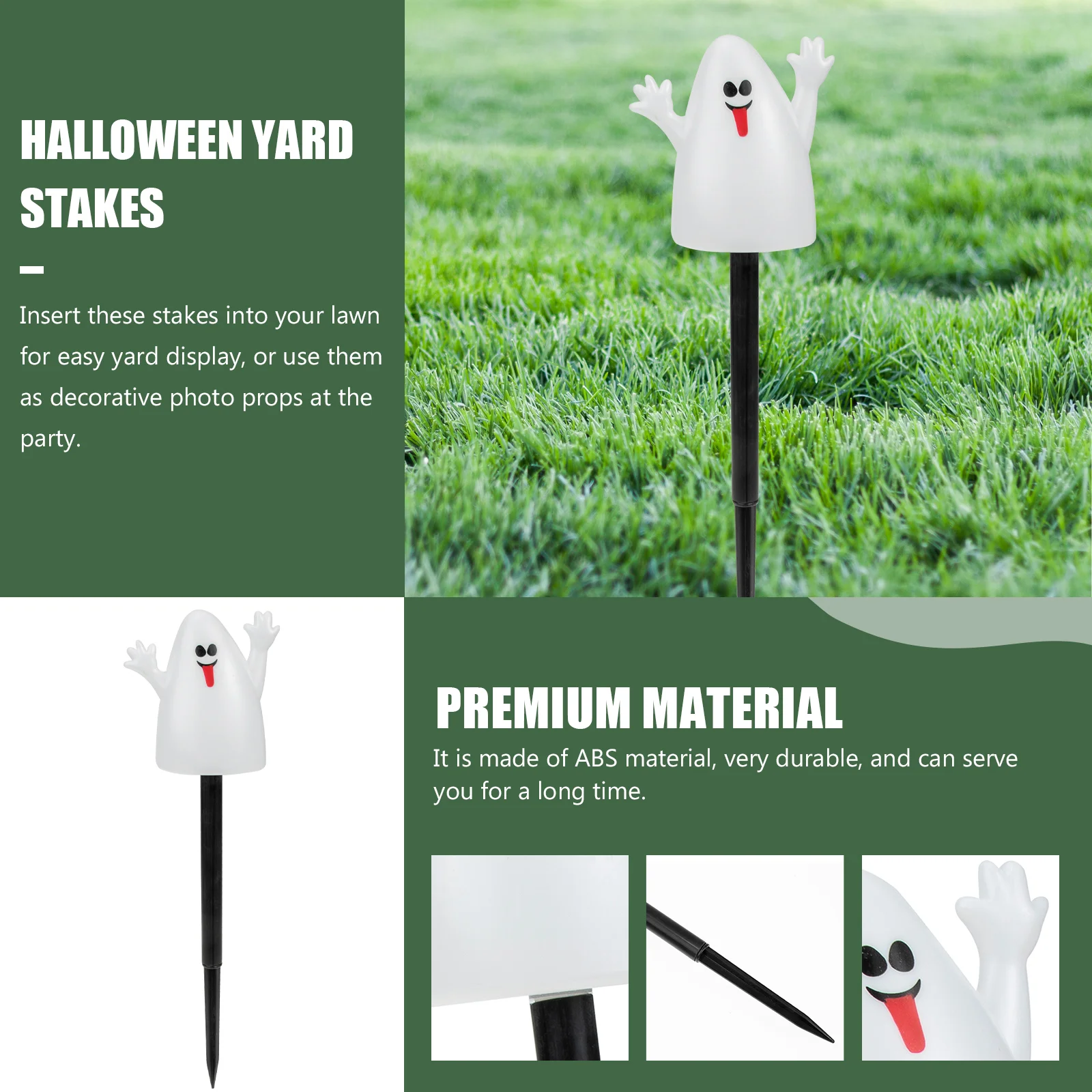 5 Pcs Ghost Light accessori delicati picchetti da giardino decorazioni di Halloween il segno oggetti di scena per prato all'aperto segni da giardino Festival Abs