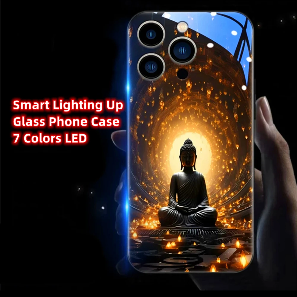 Buddhaland Gleams Design Schallgesteuerte LED-Blitzhüllen Leuchtende Glasabdeckung für Samsung S26 S25 S24 S23 S22 S21 FE Plus Ultra – Detail 9