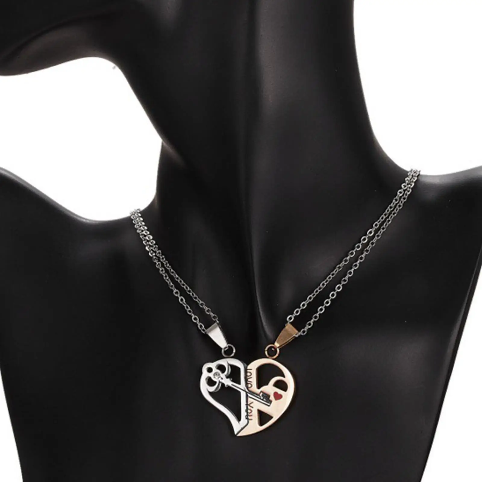 Heart Shape Couple Necklace Matching Pendant Set for Men Women Anniversary Gift Alloy Broken Puzzle Charm