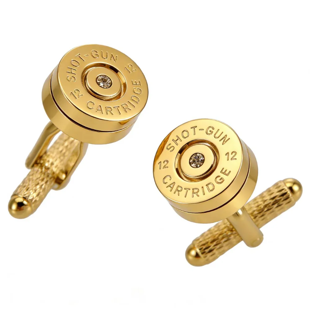 Shaped Like Shotgun Shells Bullet Design Cufflinks Metal Sleeve Studs Cuff Decoration For Men's Formal Dress Shirt Business