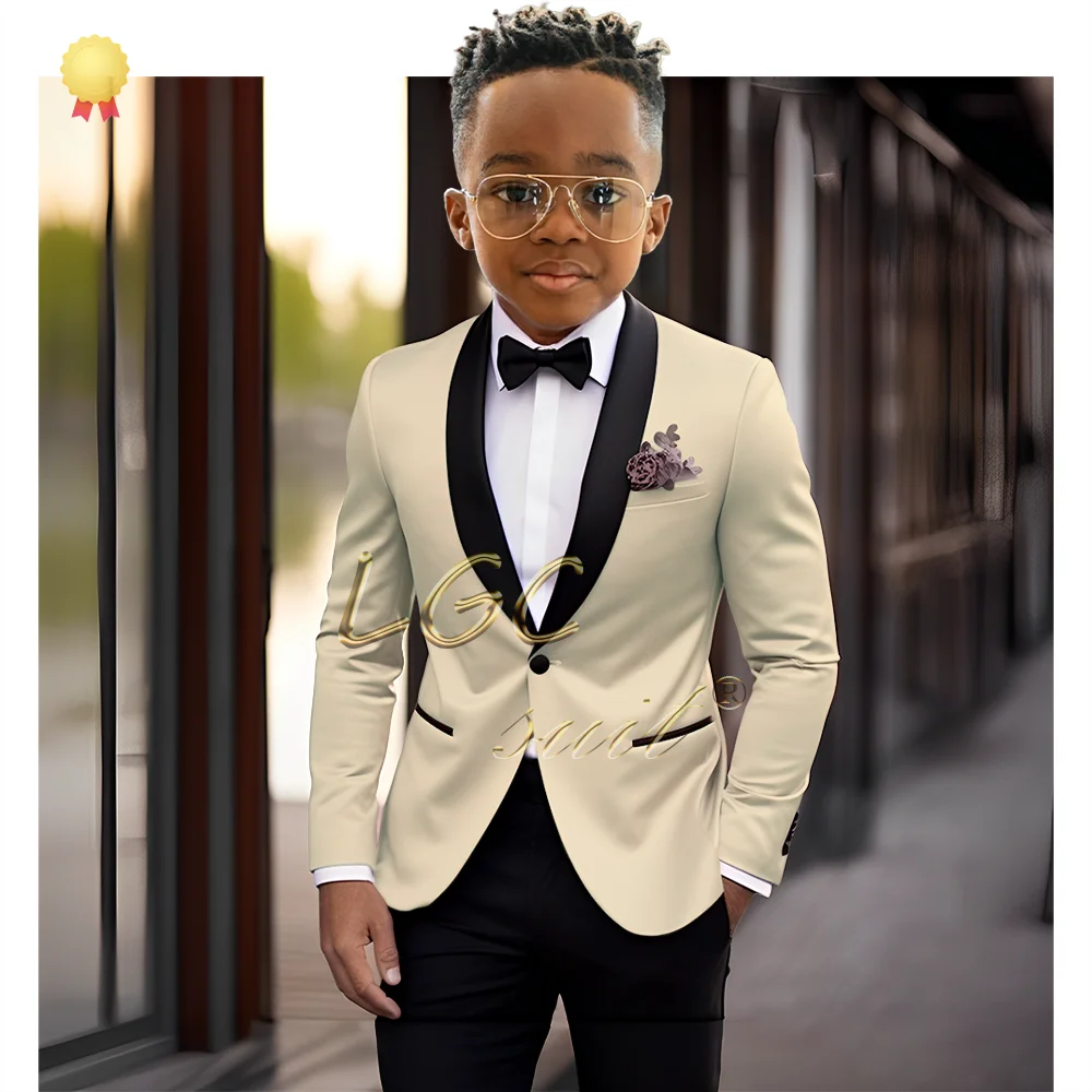 Boys suit 2 piece suit, kids shawl collar single button wedding dress, boys formal party 2-16 years old custom suit set