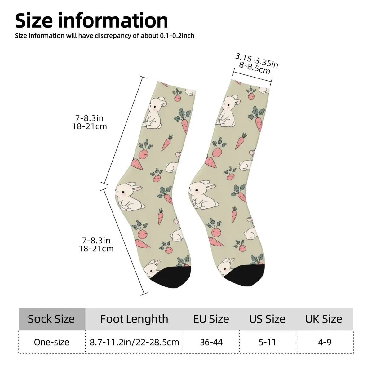 White Bunny With A Carrot Design Socks Harajuku High Quality Stockings All Season Long Socks for Unisex Valentine's Day Gifts