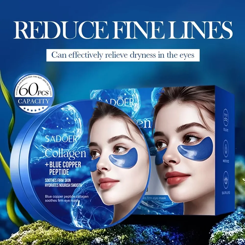 SADOER Collagen Eye Mask Caffeine Crystal Anti Dark Circles Eye Bag Remover Moisturizing Anti-aging Eye Patches Skin Eye Care