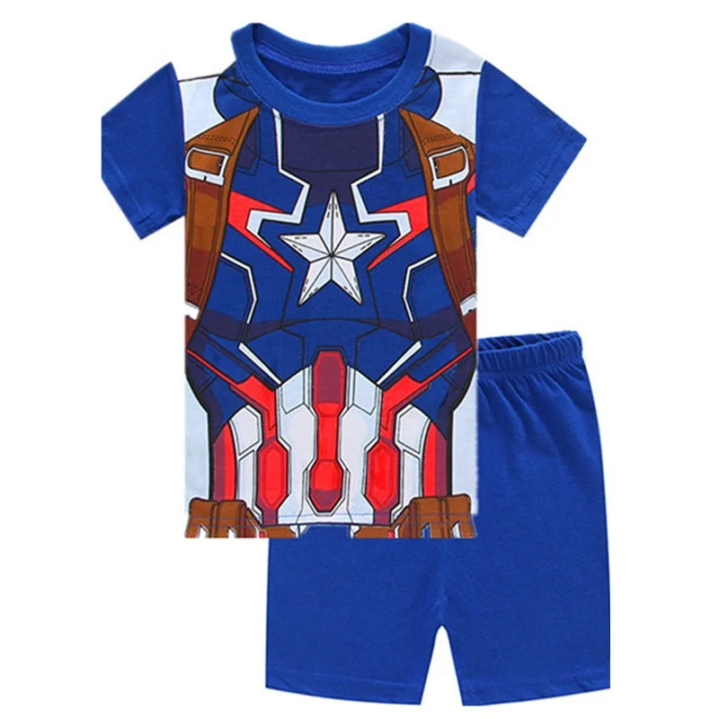 

Marvel Avengers Superhero Cartoon Print T Shirt Shorts 2pcs Set Iron Man Hulk Captain America Kids Casual Home Clothing Gifts