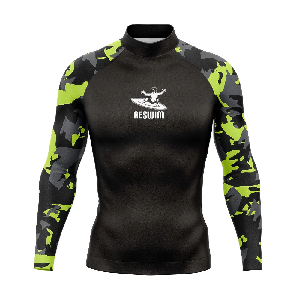 2025 Men's Beach Surfing Tight T-Shirts Rash Guards Swimming Swimwear Long Sleeve Surfing Diving Shirt Swim Skinsuit Gym Clothes