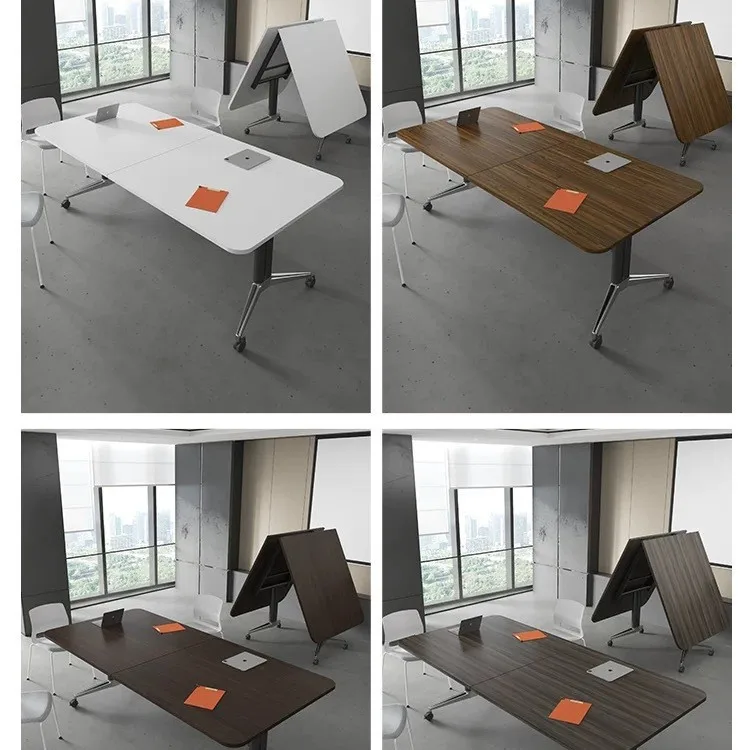 Foldable mobile strip table Conference table Dirt-resistant thickened with wheels Training table Desk Reception negotiation